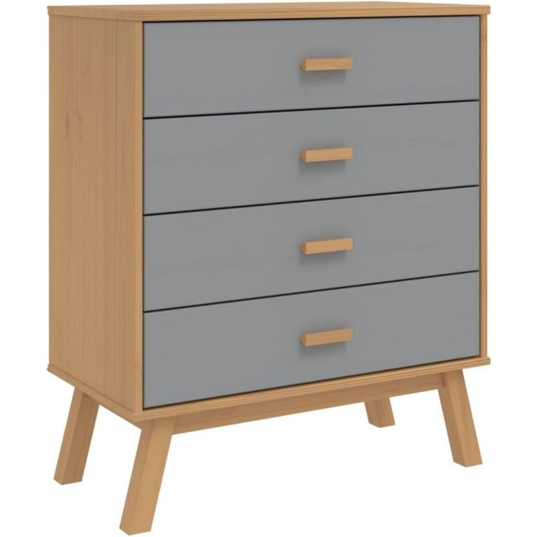 Holzbeine praegen das Sideboard aus Kiefernholz