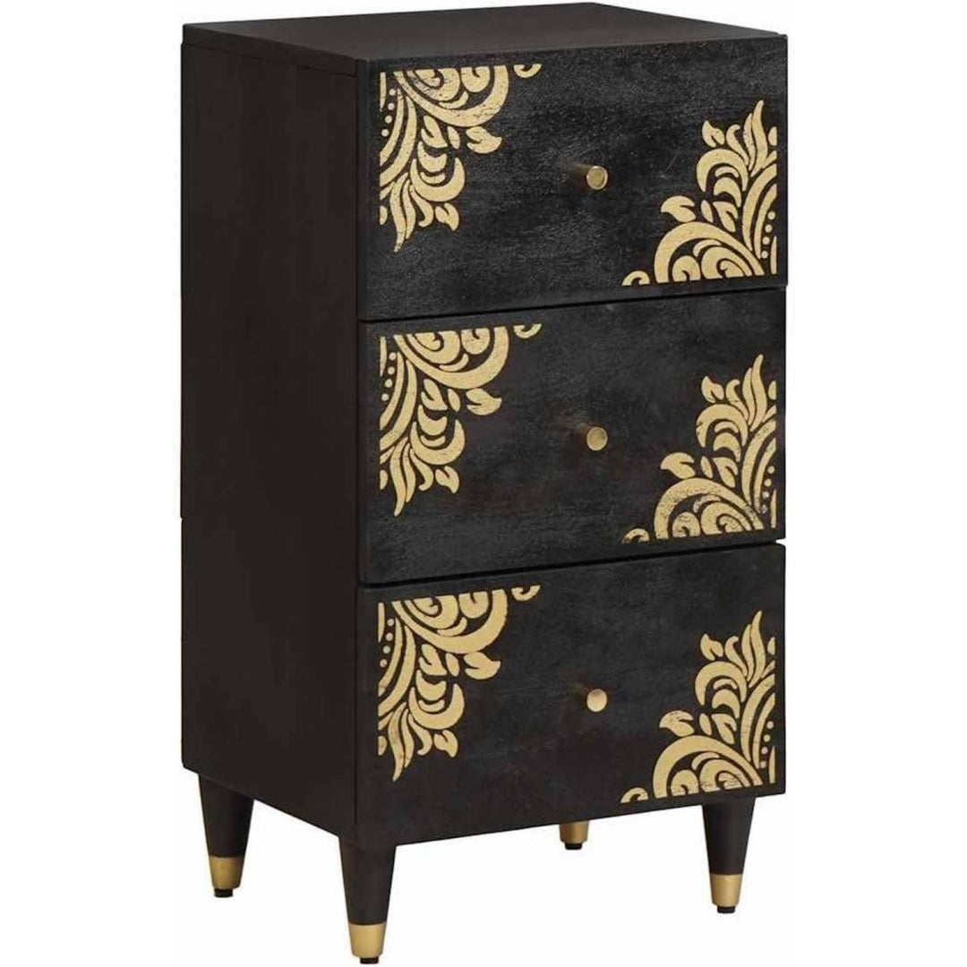 Sideboard aus Massivholz und Mangoholz in Schwarz
