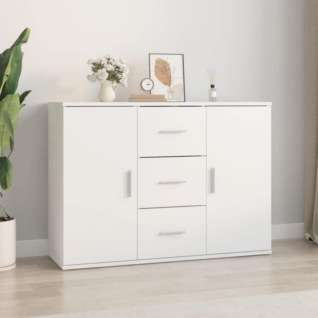Medienboard in Weiss mit Schubladen