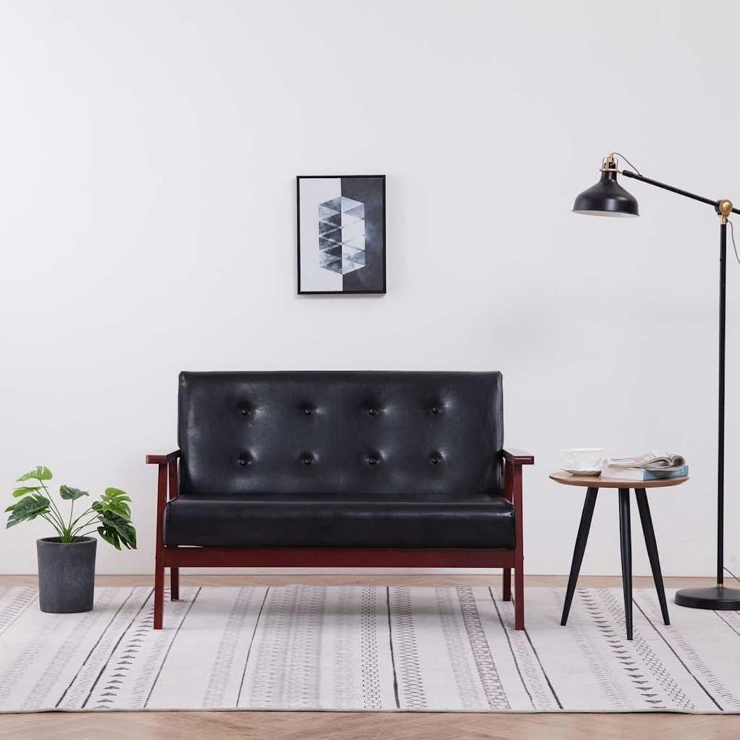 Sofa aus Kunstleder in Schwarz