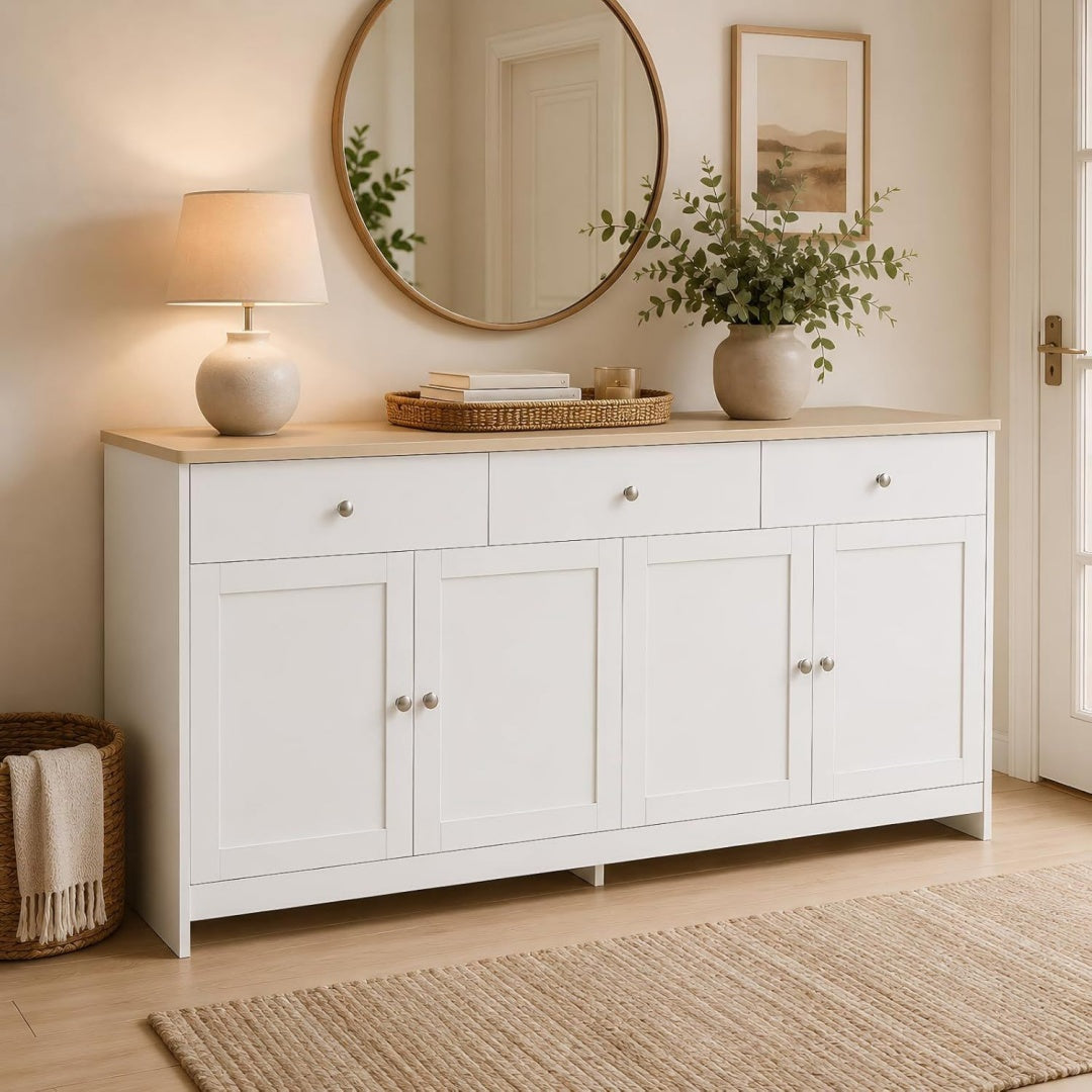 Sideboard mit 3 Schubladen, geschlossenem Stauraum und 4 Tueren