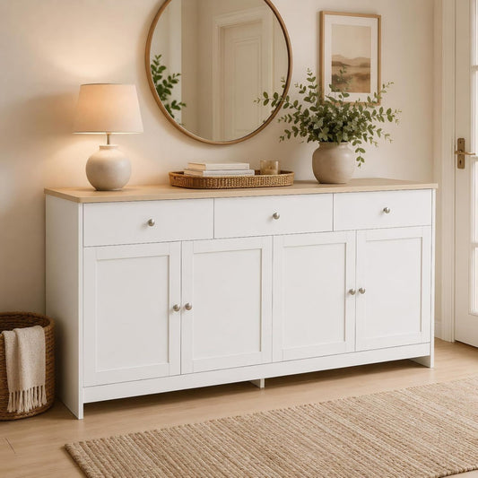 Sideboard mit 3 Schubladen, geschlossenem Stauraum und 4 Tueren