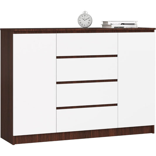 Geschlossener Stauraum trifft bei dem Sideboard auf eine ausziehbare Konstruktion