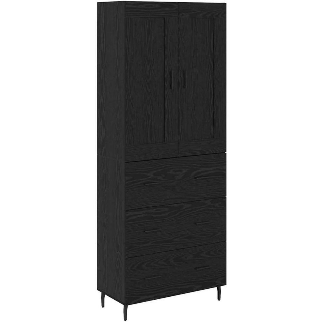 3 Schubladen und offene Ablagen an dem Hochschrank