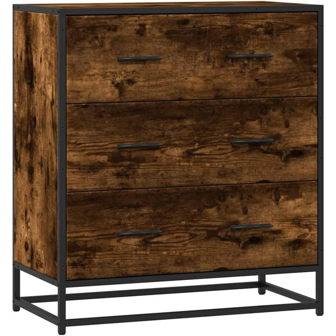 Sideboard in Naturbraun und Schwarz mit einem Metallgestell