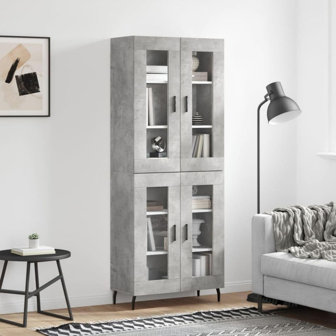 Der Hochschrank zeigt sich in Betongrau