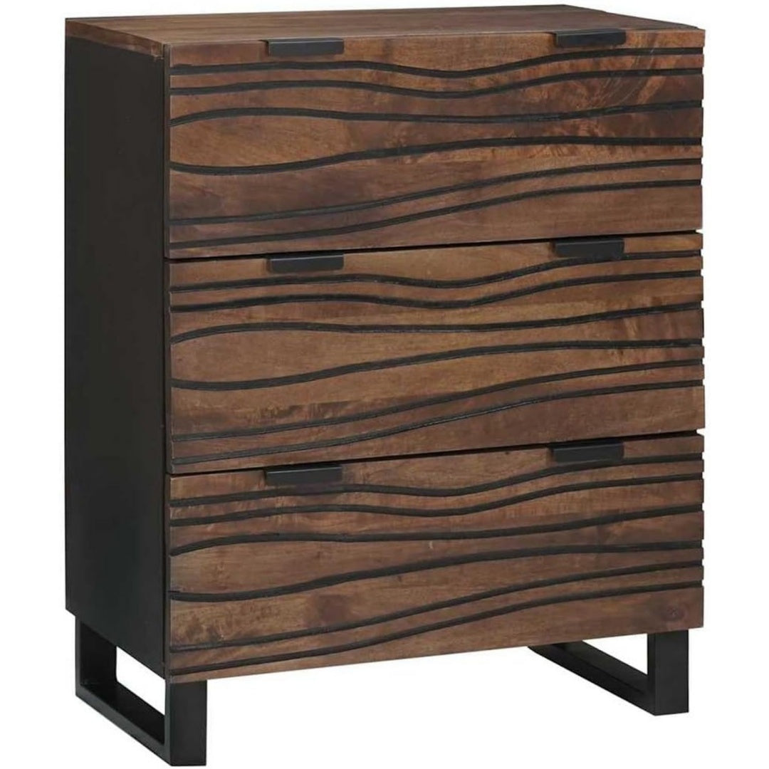 Sideboard aus Massivholz und Metall
