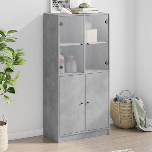 Hochschrank mit den Massen 68 x 37 x 142 cm in Betongrau