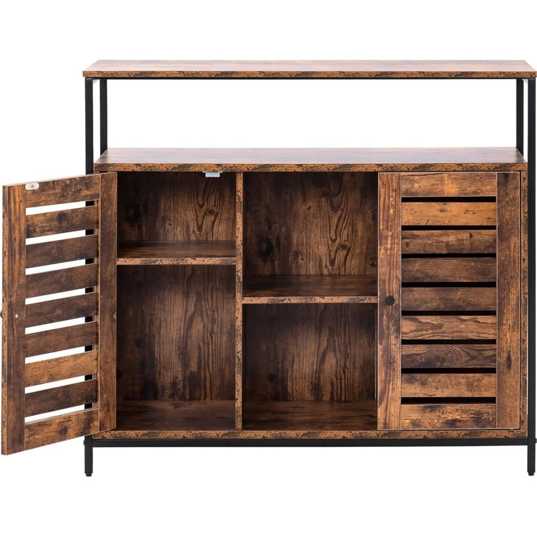 Sideboard aus Samt zeigt offene Ablagen