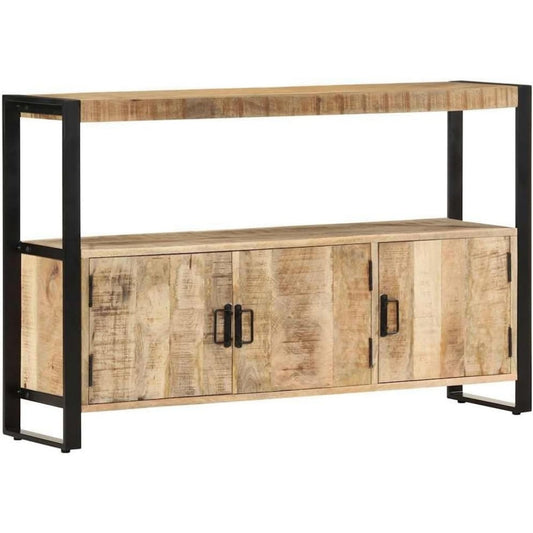 Sideboard aus Metall und Mangoholz in Naturbraun
