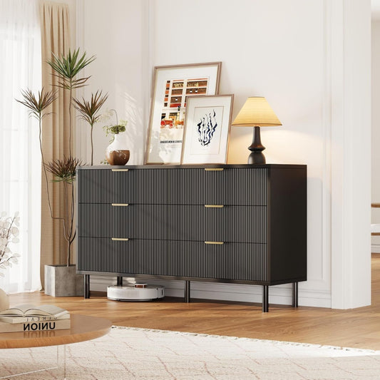 6 Schubladen praegen das Sideboard in Schwarz