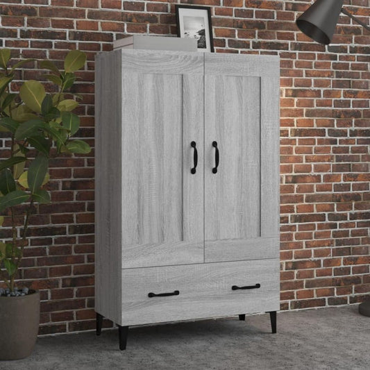 Hochschrank in Eichenbraun und Grau mit Schubladen
