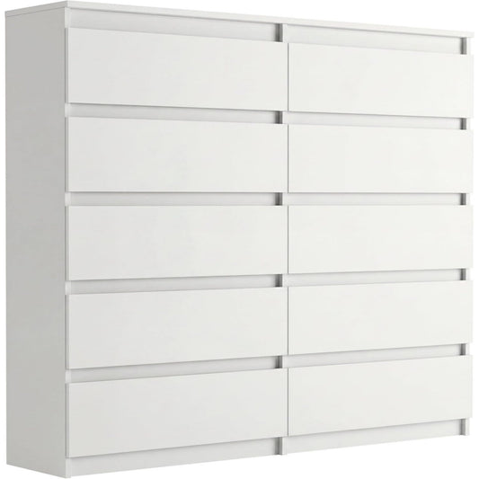 Grifflose Fronten und 10 Schubladen bestimmen den Hochschrank